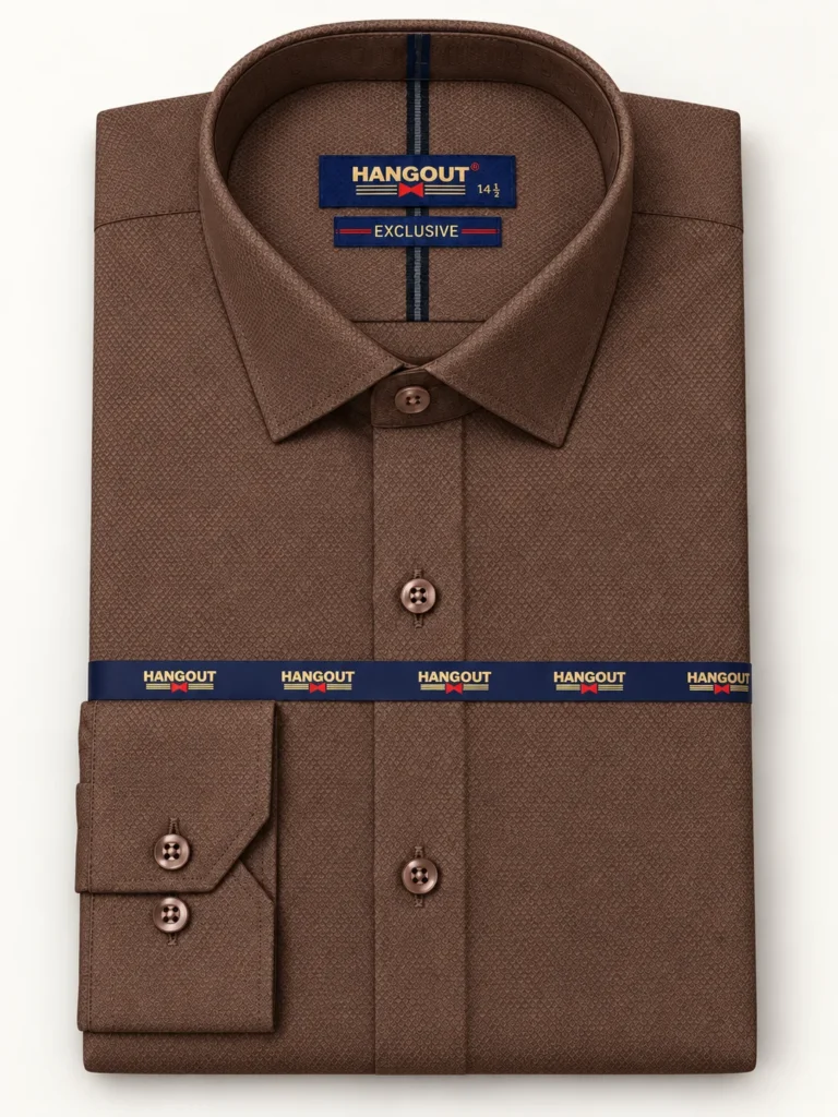 Brown Textured Formal Shirt
